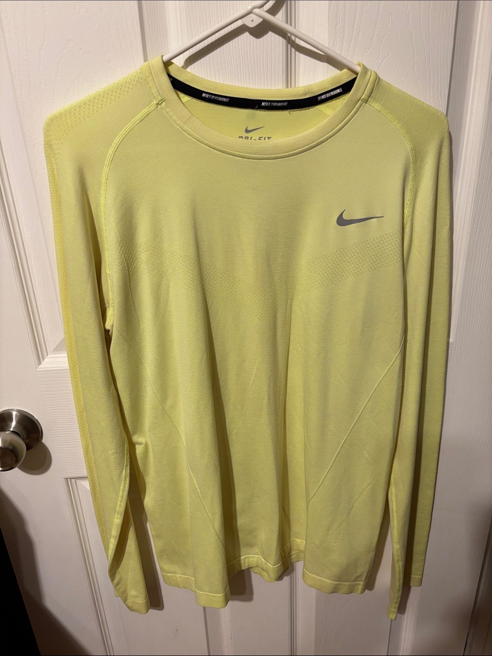 Nike Men's Long Sleeve Dri-FIT Tee in Pale Yellow